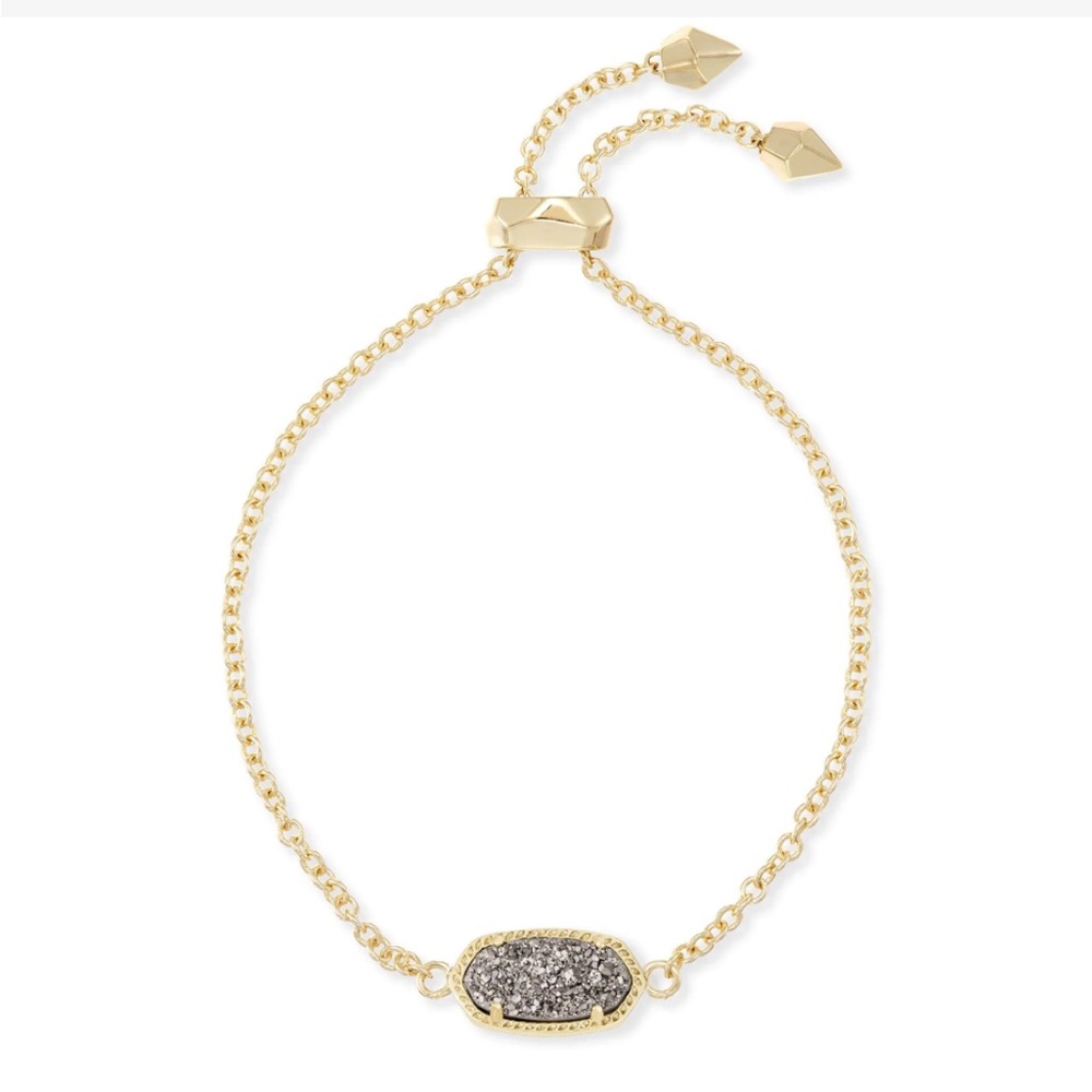 NWOT Elaina Gold Adjustable Chain Bracelet Platinum Drusy
